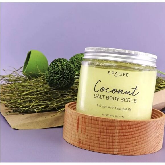 🥥 Spa Life Coconut Salt Body Scrub Infused with Coconut Oil 20 oz | Hydrating - Picture 1 of 5